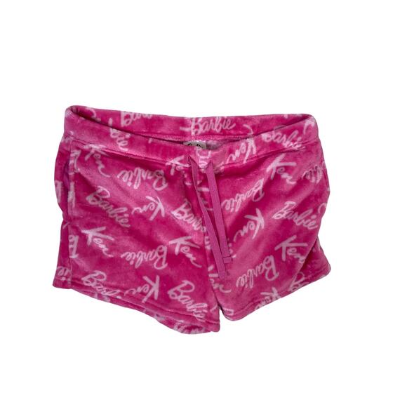 Barbie Fleece Lounge Shorts Women’s Large Y2K Cozy Sleepwear Pink Retro Style - Picture 1 of 4
